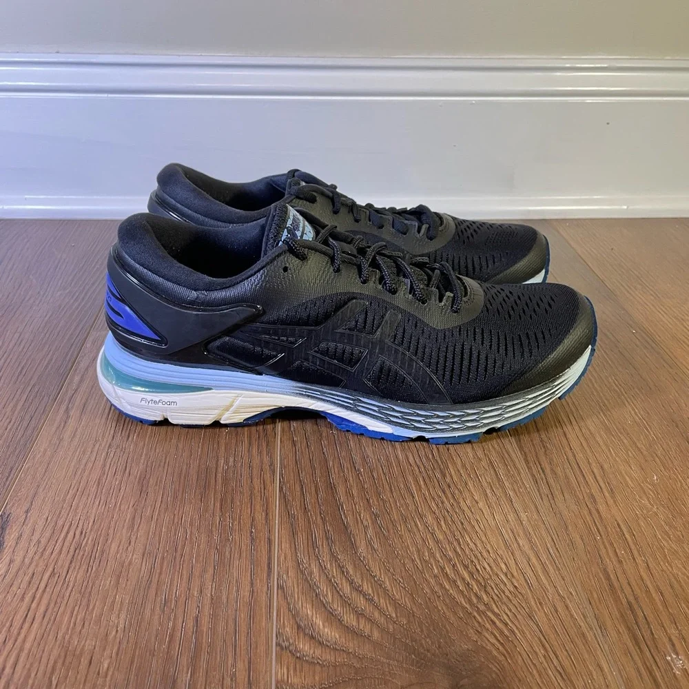 Asics Gel Kayano 25 Running Shoes Womens Size 9.5 Black Blue 1012A026